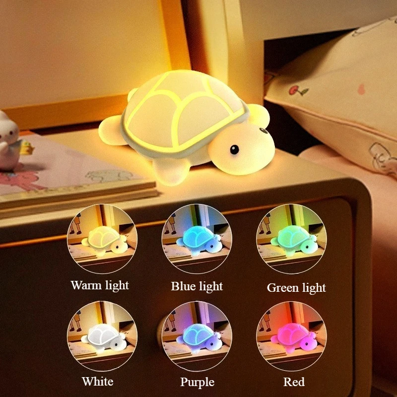 Schildkröte LED Nachtlicht Nette Silikon Tier Weiche Lampe RGB Touch Nachtlicht Kinder Schlaf Licht Zimmer Nacht Dekoration Geschenk
