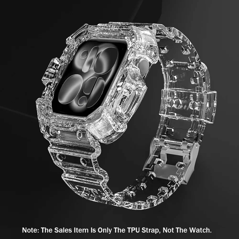 Tpu-Gehäuse + Armband für Apple Watch Band 45 mm 41 mm 44 mm 40 mm 42 mm 46 mm TPU transparentes Armband für Iwatch Serie 11 10 9 SE 8 Abdeckung Image