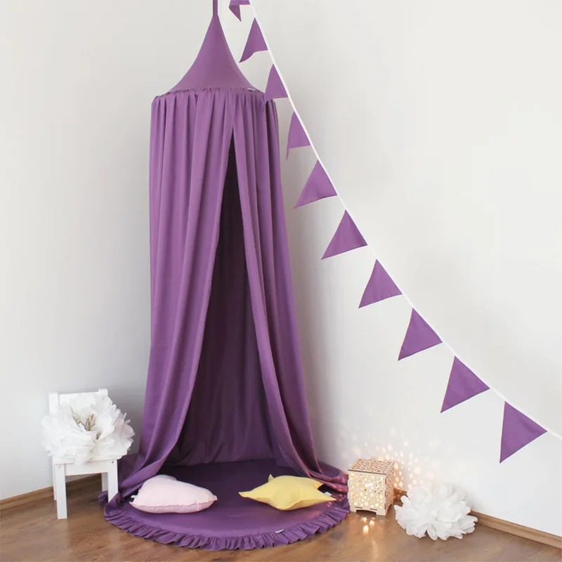 Kreative Kinder Dome Zelt Baumwolle Kinderzimmer Dekoration Lila Baby Krippe Netting Moskito Net Fotografie Requisiten Bettwäsche Image