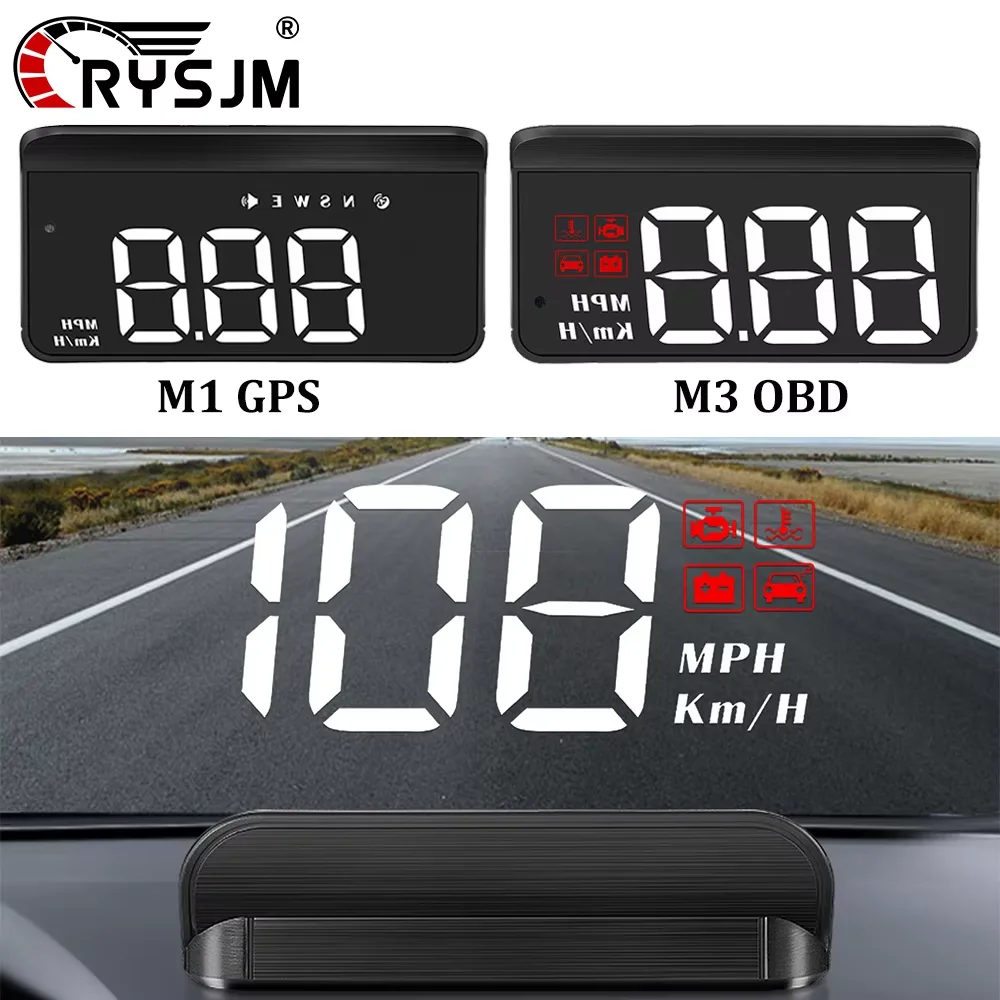 M3 OBD2 HUD / M1 GPS Head-Up-Display Auto-Projektion GPS-Tachometer Digitales Auto-Zubehör Glasprojektor-Display HUD-Alarm
