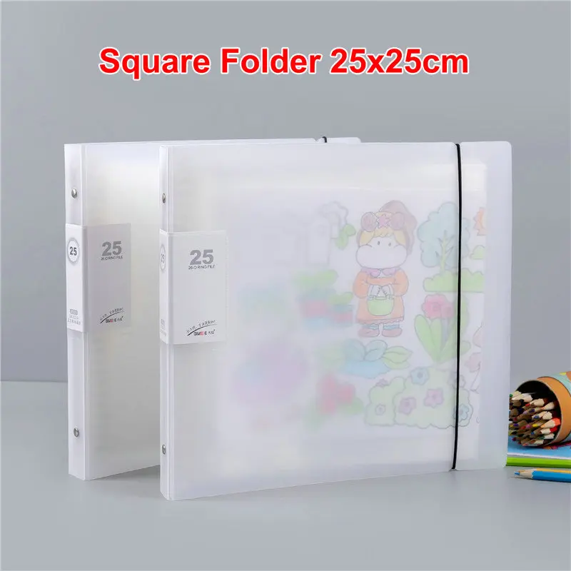 Klarer quadratischer Ordner 25x25cm Fotokarten ordner hd transparente Hüllen Portfolio-Broschüre 12x12 Karten ordner quadratischer Zeichen ordner Image