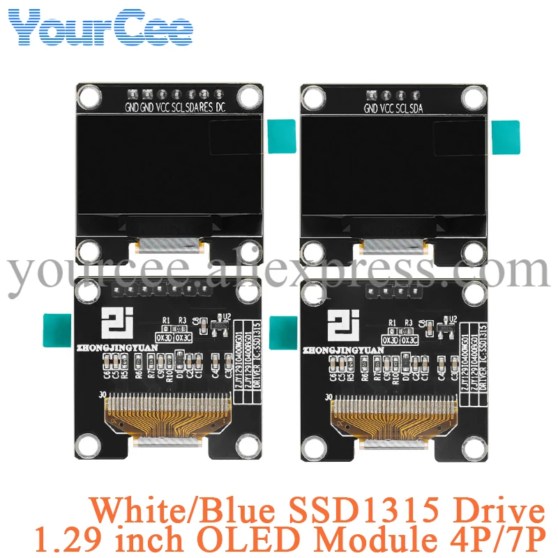 1,29 Zoll 1,29 Zoll OLED-Anzeigemodul 12864 Weiß Blau 128 x 64 LCD-Bildschirm IIC SPI-Schnittstelle SSD1315 für Arduino Image