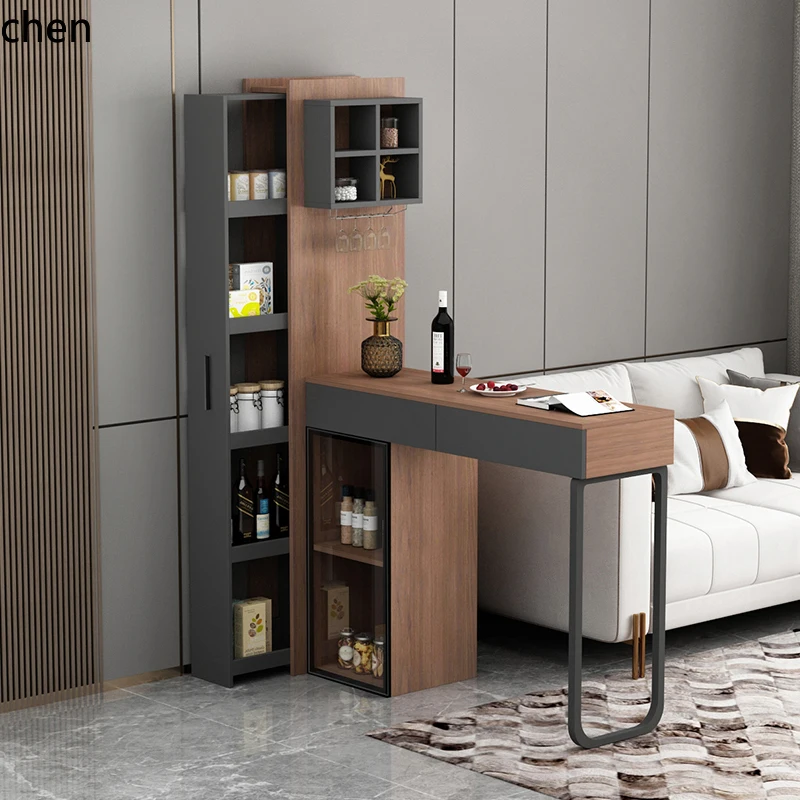 YFY Steintischplatte Bartisch Haushalts-Esstisch Wandhochtisch Wohnzimmer Kreativer Raumteiler Weinschrank Bar Image