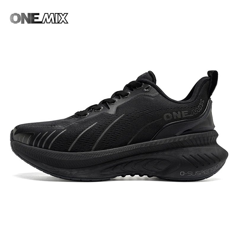 Onemix schwarze Männer Basic Racing Road Laufschuhe Sommer atmungsaktive Mesh Sportschuhe Kissen langlebige Outdoor-Sneakers plus Größe