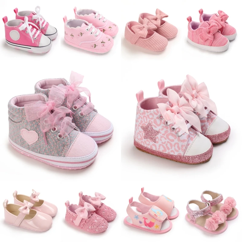 Modische Babys chuhe niedliche klassische rosa Thema lässige flache Schuhe weiche Sohle bequeme leichte Wanderschuhe