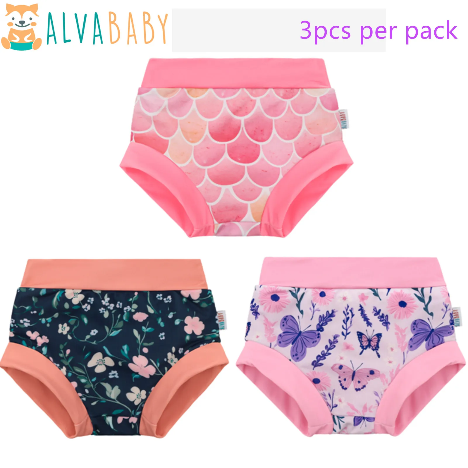 (3 Stück pro Packung) Schwimmwindel ALVABABY Baby Kleinkind Wiederverwendbarer Badeanzug für Jungen und Mädchen für Schwimmunterricht Schwimmhose Badebekleidung Image