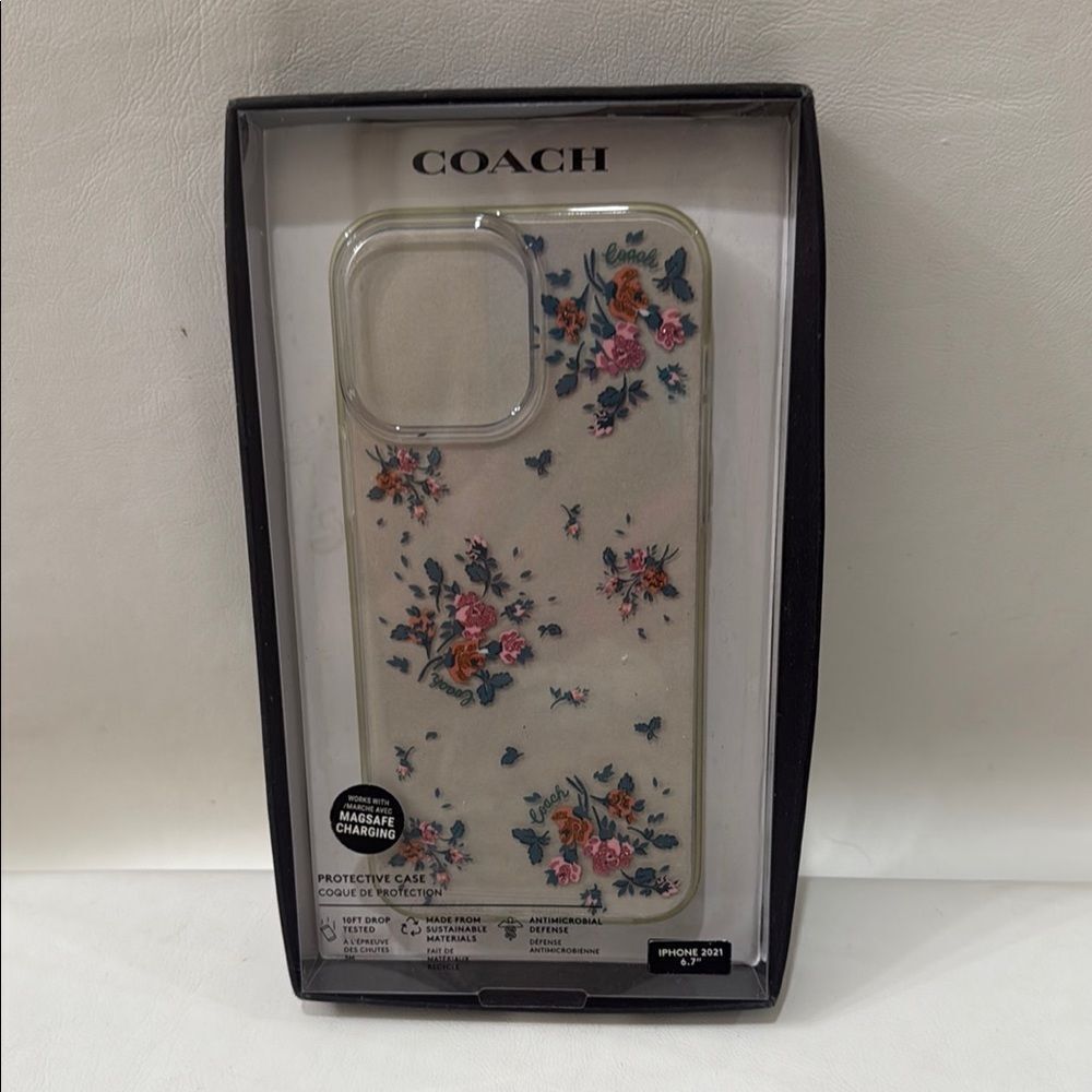Coach Cell Phones & Accessories | Coach Cream Floral Phone Case Iphone 2021 6.7 Magsafe Charging 10 Ft Drop Tested | Color: Cream | Size: Os