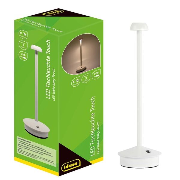 idena LED-Akku-Tischleuchte 29 cm weiß weiß, 10.5x29x10.5 cm