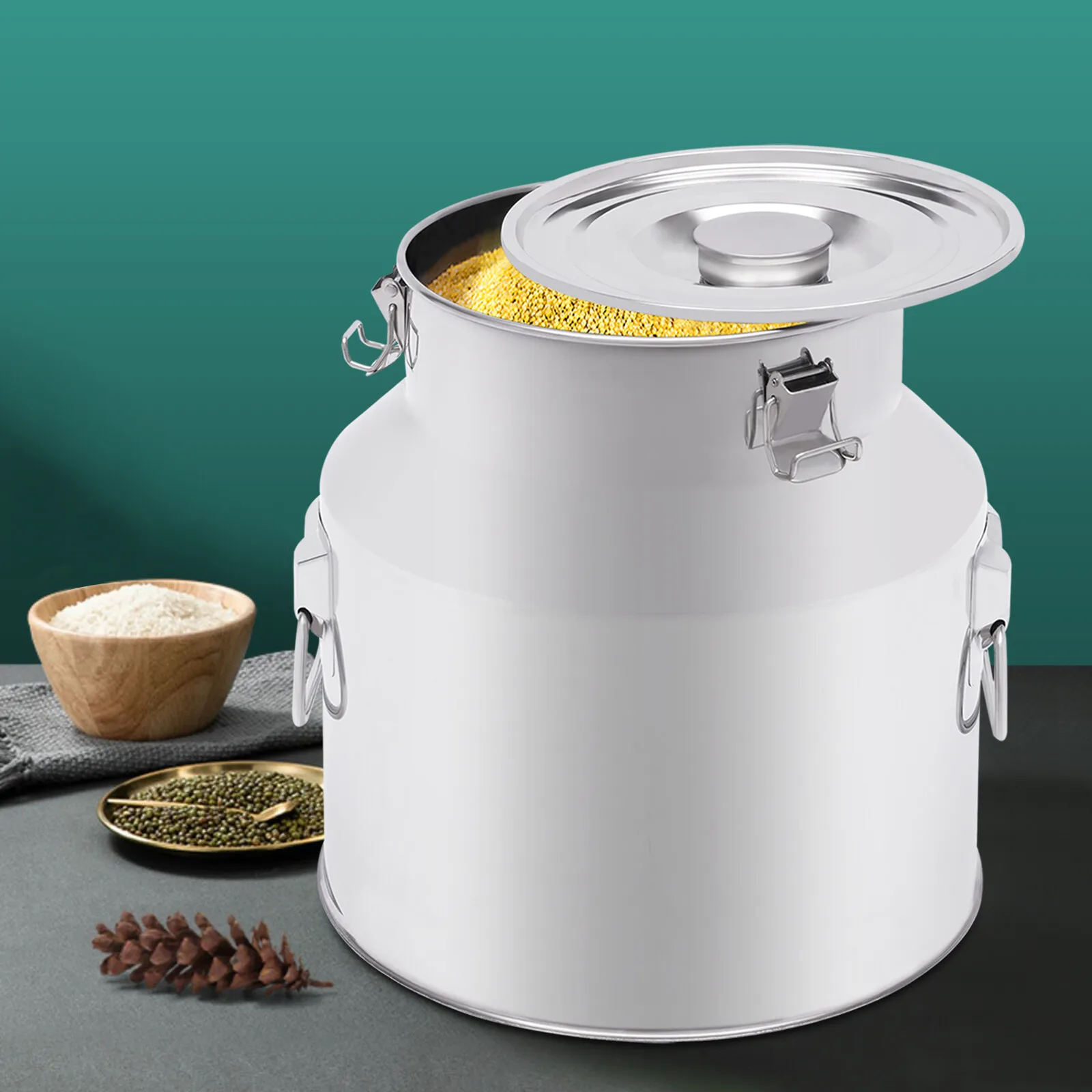 Milchkännchen 22 L Edelstahl 2,05 kg Edelstahl-Milchkännchen Auslaufsicherer Deckel mit Schnappverschluss für den Transport