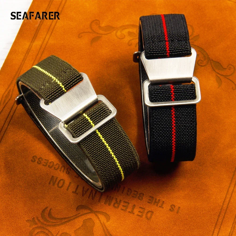 60er Jahre Französisch Armee Fallschirm elastischen Nylon Armband für Seiko Water Ghost Tudor Uhren armband 18mm 20mm 22mm Image