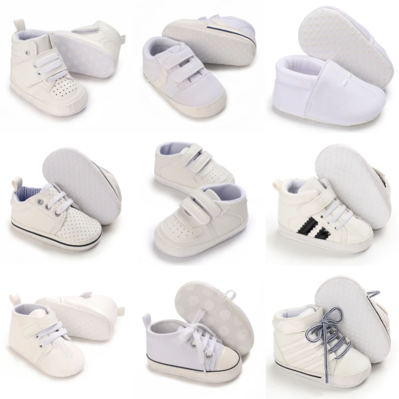 Frühlings- und Herbst-Babysneaker 0-12 Monate Weiße Tauf- und Erste-Laufschuhe Image
