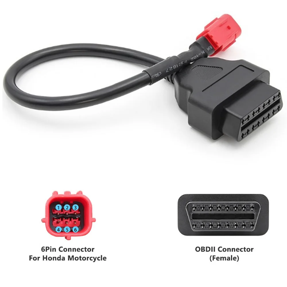 Für Honda 6Pin Motorrad OBD2 Kabel 6Pin zu OBDII 16Pin Adapter Stecker Kabel Diagnose Kabel OBD 2 Verlängerung kabel Image