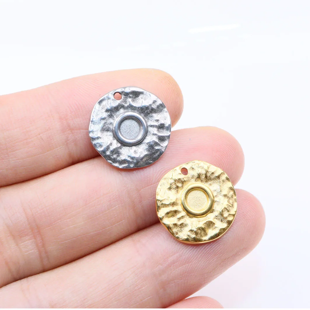 5 pz 15mm all'ingrosso in acciaio inox di alta qualità Charms ciondolo collana fai da te orecchini bracciali non sbiadiscono 2 colori