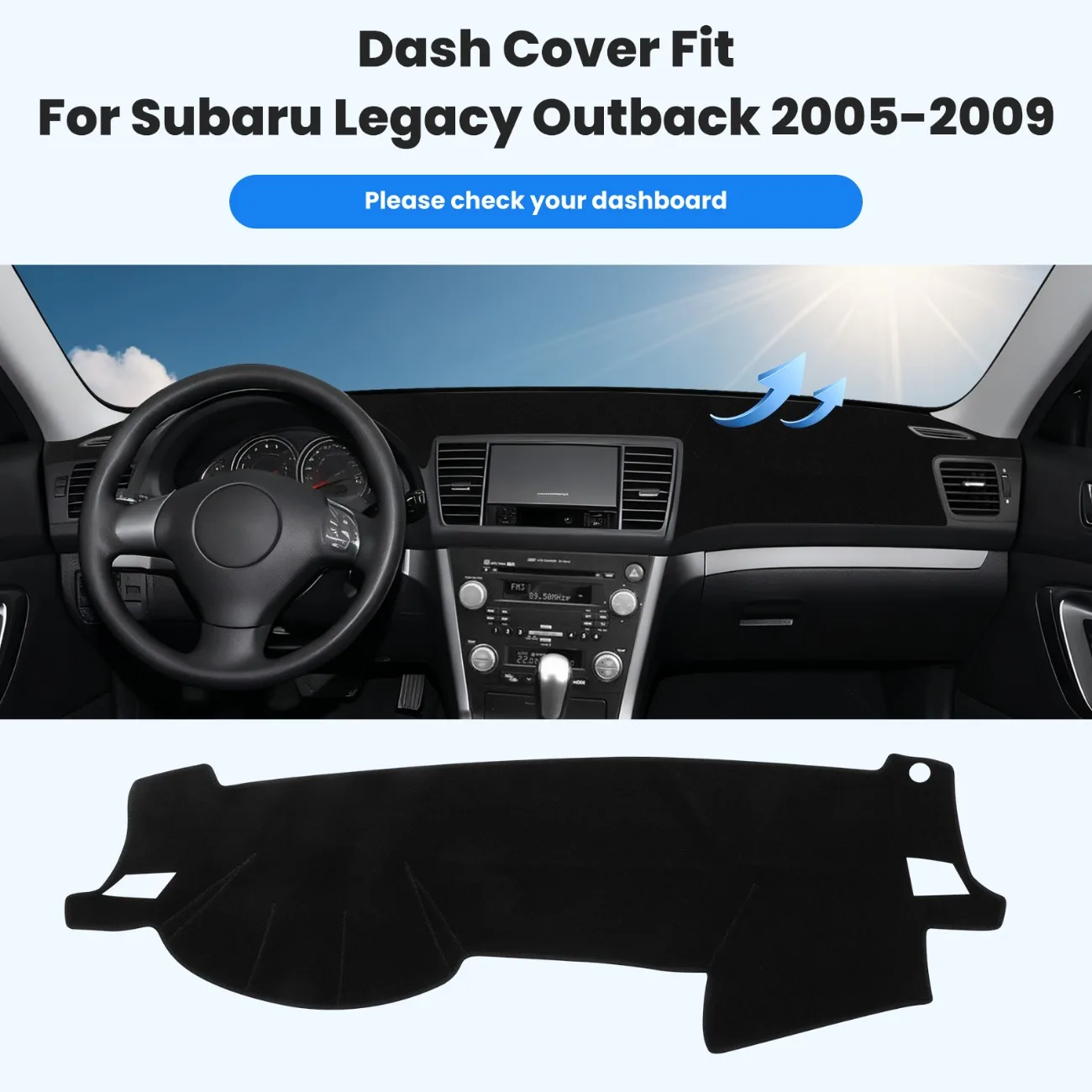 Armaturenbrett-Abdeckmatte für Subaru Legacy Outback 2005-2009 Zubehör Armaturenbrett-Abdeckung Sonnenschutz Blendschutz UV-Schutz Rutschfester Innenraumschutz Image