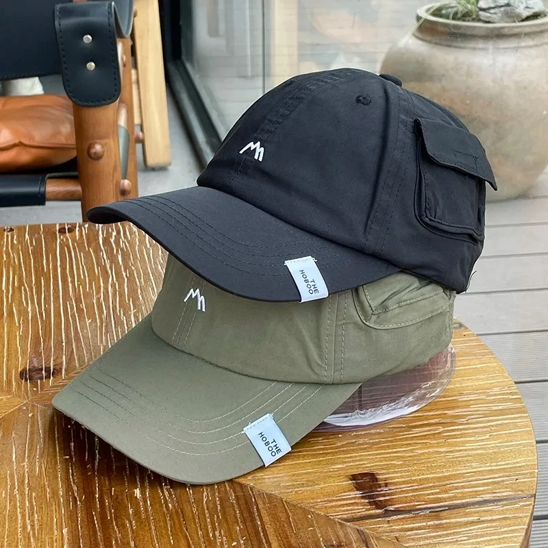 Persönliche Street-Style Baseballkappe, Seitentasche Schnelltrocknendes Dünnes Soft-Top-Design, Paar-Hip-Hop Streetdance Alltagskleidung