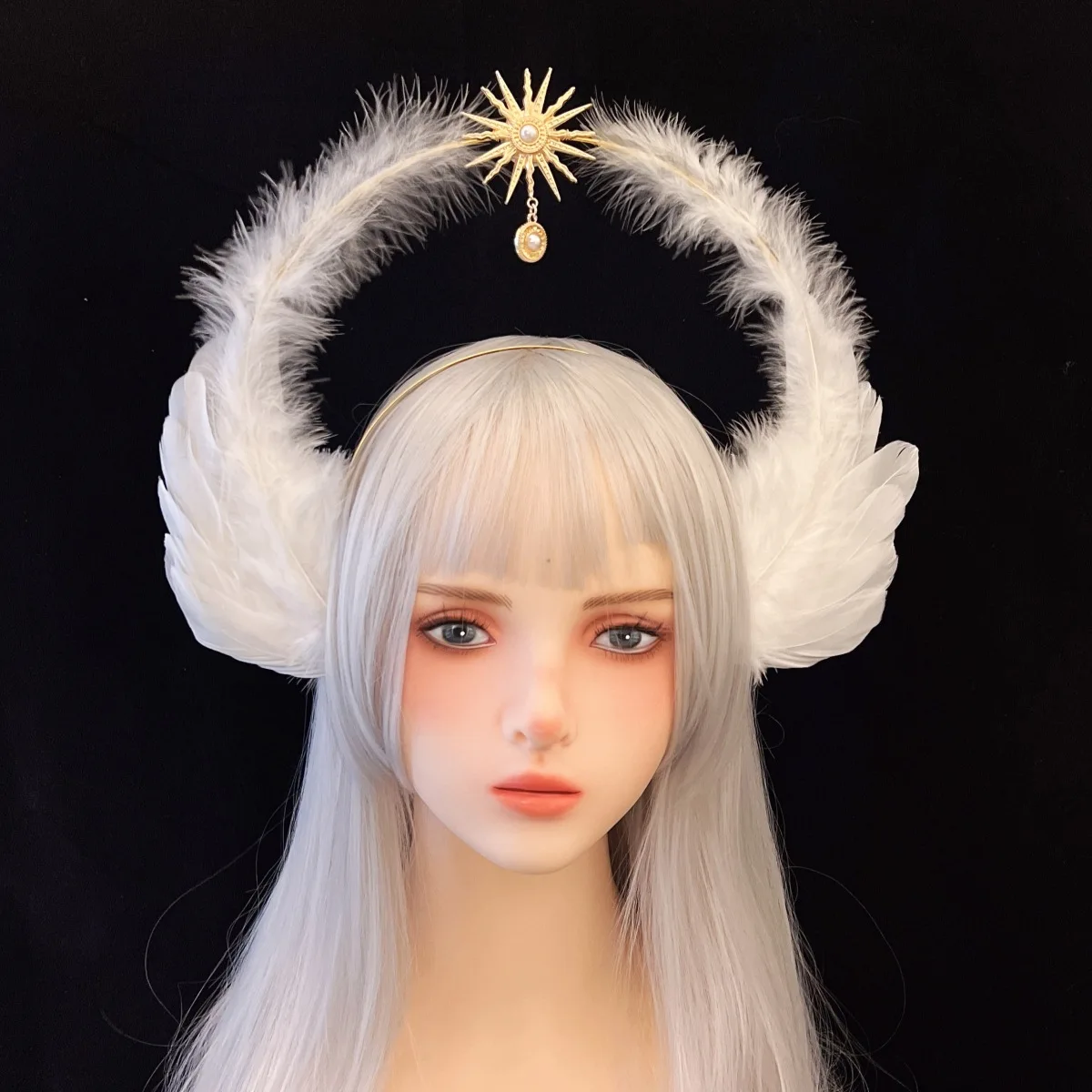 Engelsflügel-Stirnband Gotische Jungfrau-Aurora-Krone Maria Barocke Tiara Kawaii Lolita Cosplay-Accessoires Vintage Kirchenstil Image