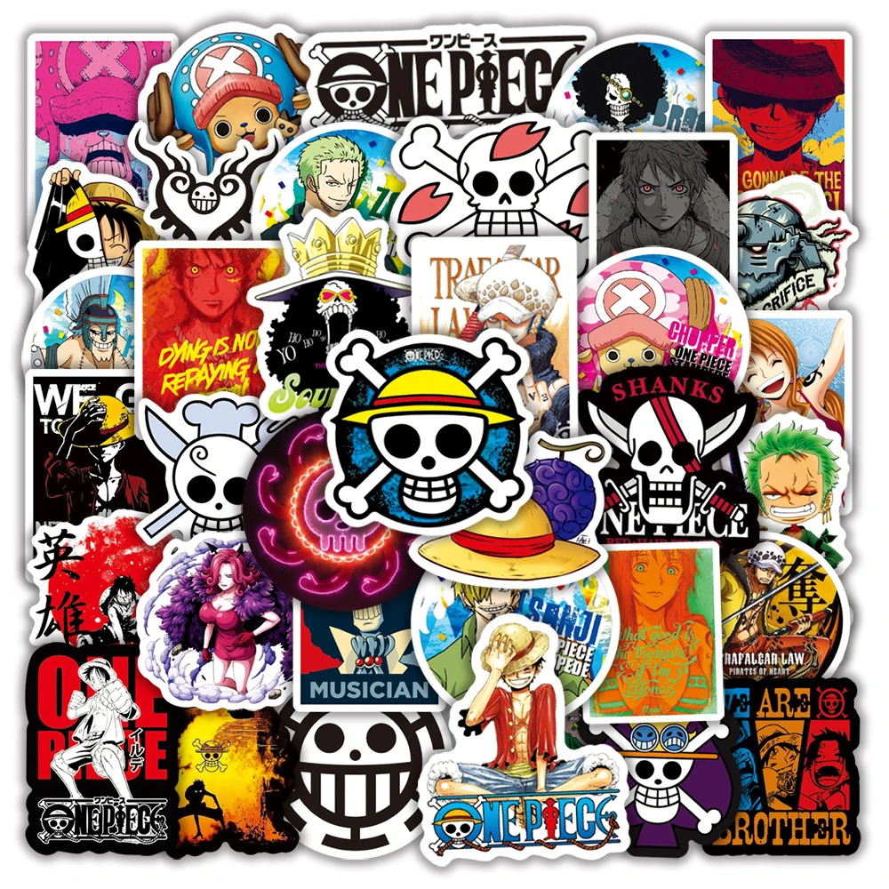 10/30/50/100 Pezzi Adesivi Anime One Piece, Graffiti di Luffy, Decalcomanie Cartoon, Giocattoli Fai-da-Te, Adesivi Impermeabili per Skateboard e Telefono