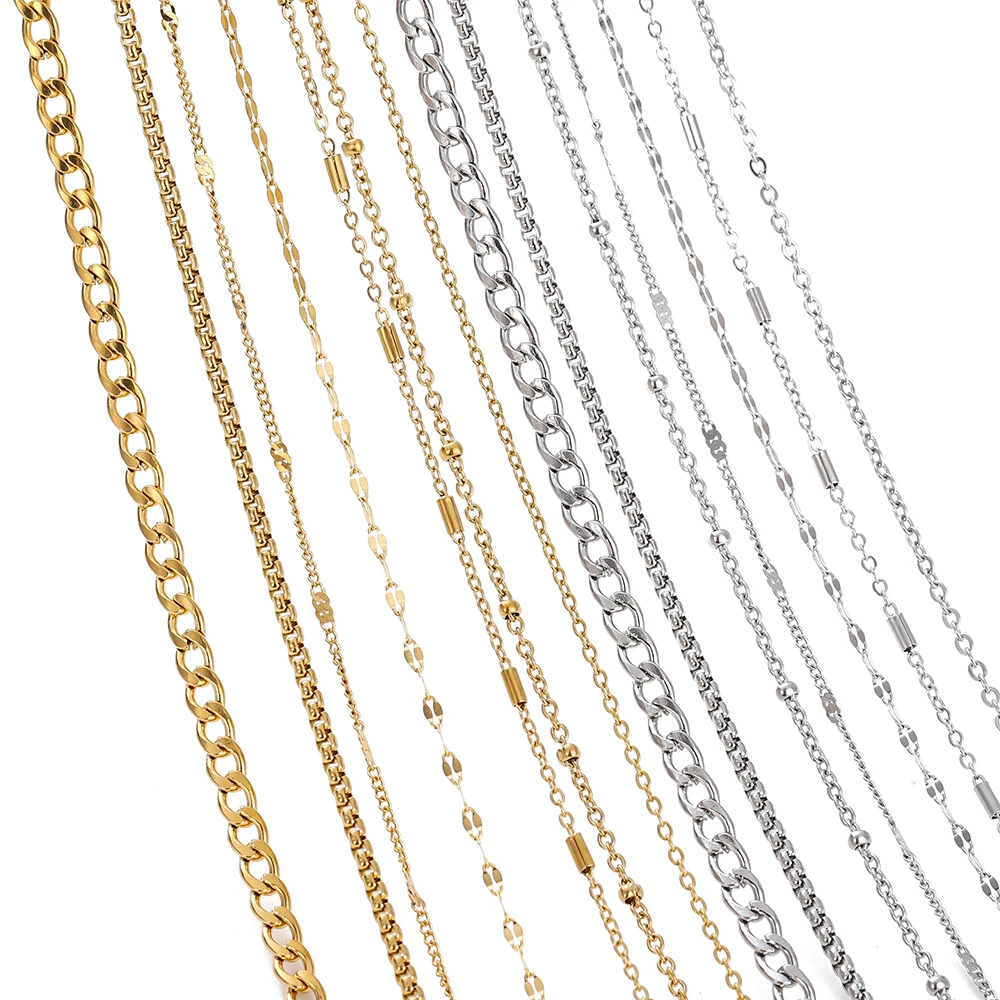 Nessuna dissolvenza 2 metri catene in acciaio inossidabile per la creazione di gioielli collana fai da te accessori per bracciali catena d'oro labbra perline catena di perline