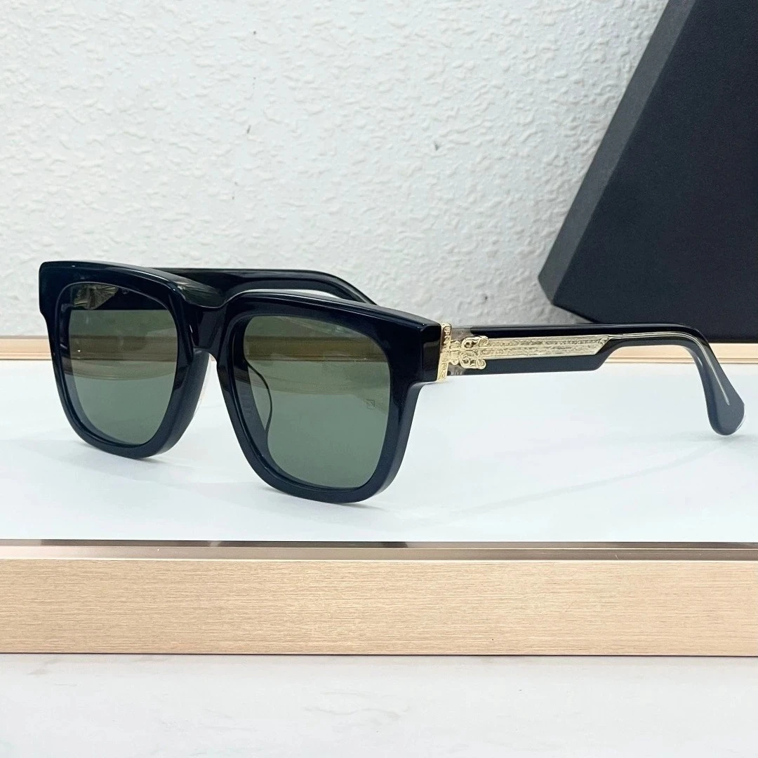 BOX OFFICER Übergroße quadratische Sonnenbrille, dicker Acetat-Titanrahmen, UV400, Vintage-Modebrille für Männer und Frauen, mit Etui Image