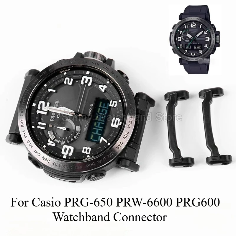 Silikon für Casio PRG-650 PRW-6600 PRG600 Armband-Anschluss, Schwarz, Sondergröße, bessere Dehnung, um die Uhrenschnittstelle fest zu passen Image