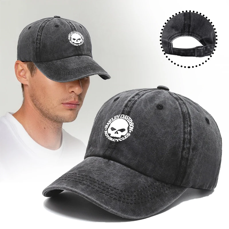 Modische Motorrad-Baseballkappe mit Visier, Sonnenhut, Unisex, verstellbarer Sonnenschutzhut für Harley Davidson, Motorrad-Styling-Zubehör