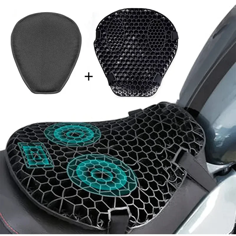 Motorrad-Sitzkissen mit Gel-Wabenstruktur 3D-Struktur Stoßdämpfung Dekompression Universelles Komfort-Pad