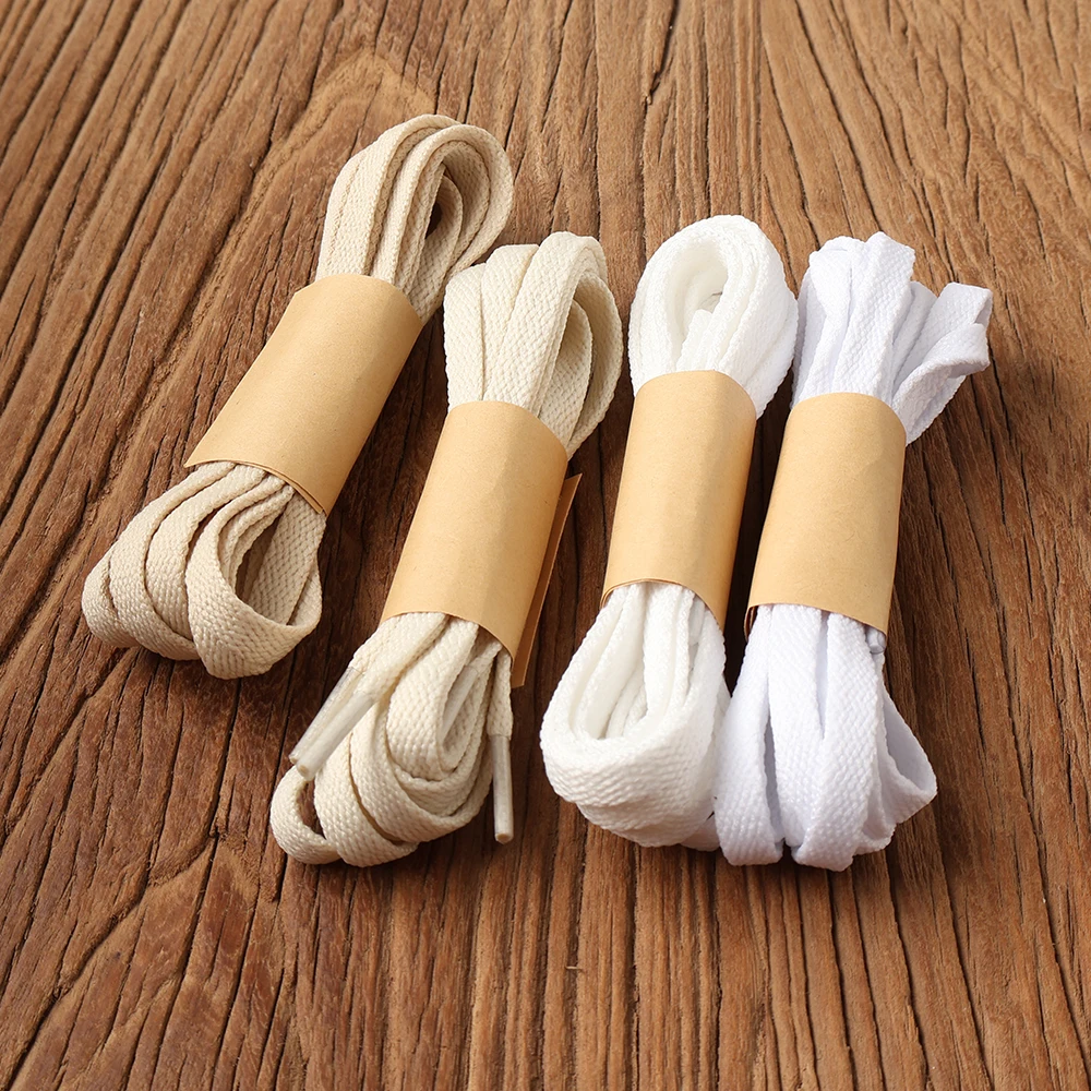 HIBERNI Offizielle flache Schnürsenkel für Nike100/120/140/160 cm reines Weiß/Beige gebrochenes Weiß Unisex Schnürsenkel Canvas Sneakers Schuhe Image