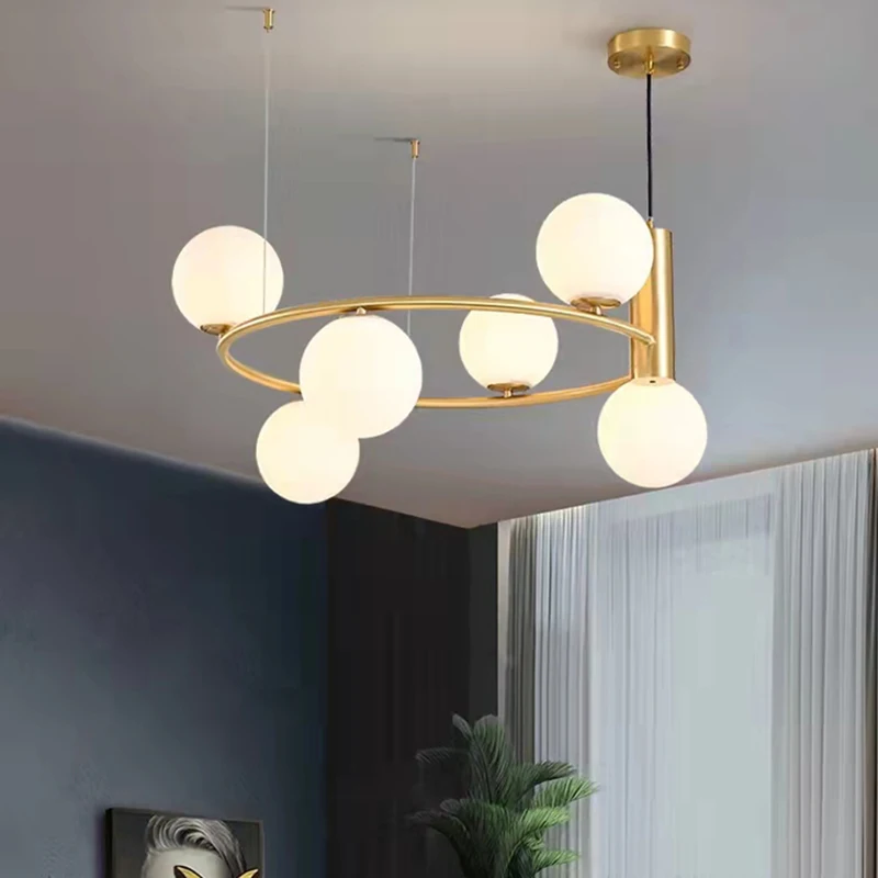Nordic milchig weiß glas decke kronleuchter Einstellbar Gold Schwarz esszimmer lichter hängen Metall Home Deco kronleuchter kreise licht