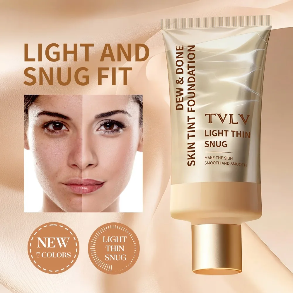 Feuchtigkeitsspendende Hauttönungs-Foundation für Alle Hauttypen, Feuchtigkeitsspendende Leichte Textur Natürlicher Concealer Langanhaltende Gesichts-Make-up Image