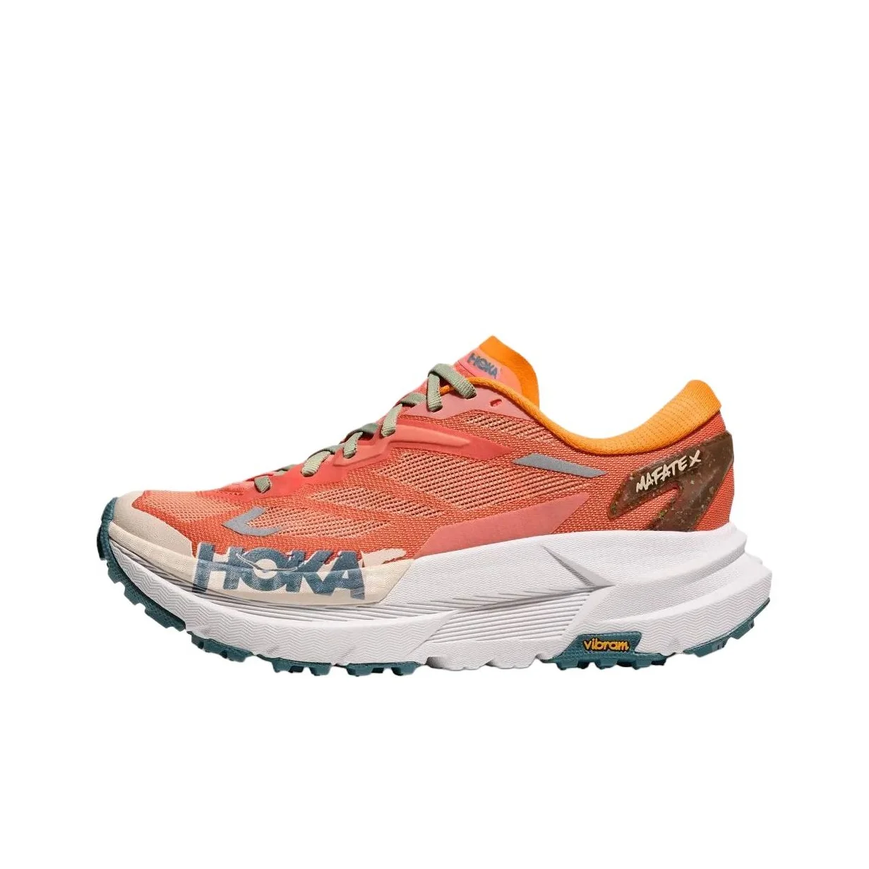 HOKA ONE ONE Mafate X Bequeme und leichte Low-Top-VIBRAM-Freizeit-Trail-Laufschuhe für Damen, Orange 1162010-FPR