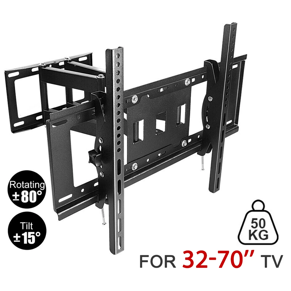 TV-Wandhalterung für 32-70 Zoll Bildschirme Verstellbare TV-Halterung, Schwenkbarer Neigbarer Horizontaler TV-Ständer Image