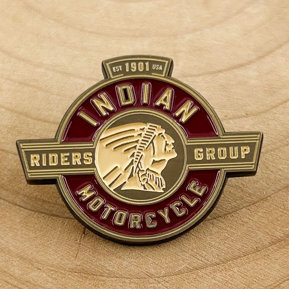 Indian-Motorcycle-Est.1901 Riders Group Logo Abzeichen Vintage Metall Emaille Pin Club Fans Liebhaber Sammeln Sie Souvenirs