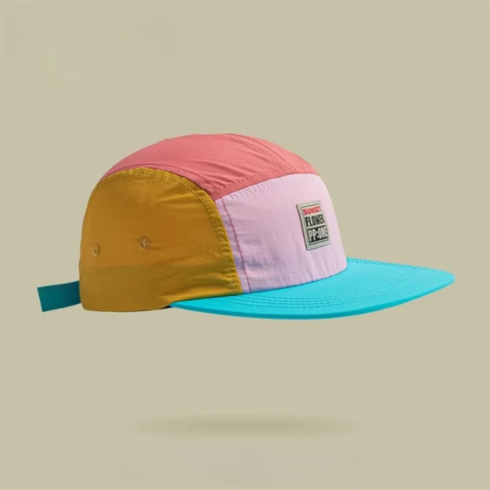 Retro-Hip-Hop-Hüte im japanischen Stil, 5-Panel-Baseballkappe mit dünnem, flachem Rand, atmungsaktiv, schnell trocknend, Sonnenschutzhut, Unisex Image