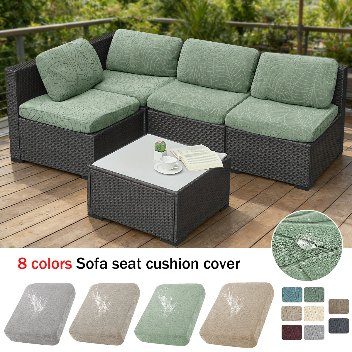 1 Stück Jacquard Terrassen-Sofa Sitzkissenbezug Universeller Sofabezug Waschbare Stretch-Schonbezüge für Ecksofa Garten