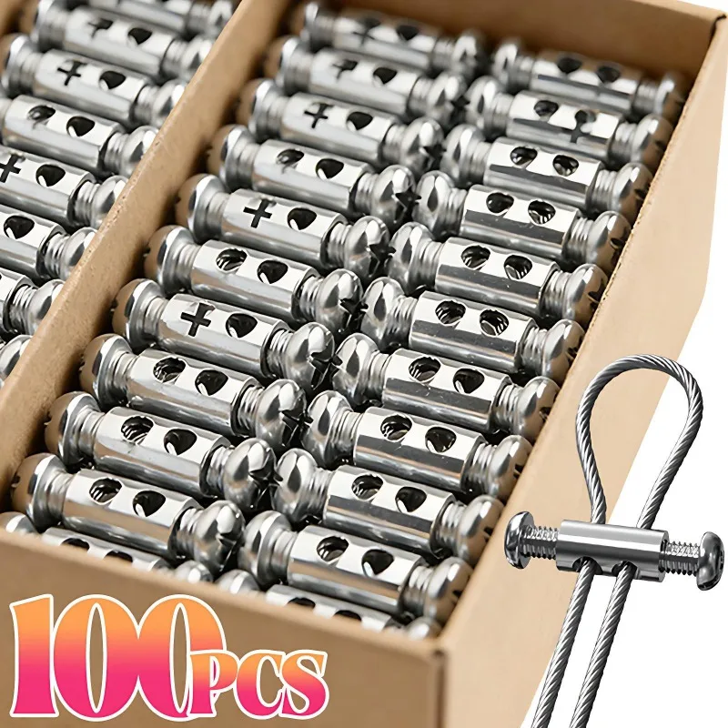 10-100 Stück Verstellbare Drahtseil-Klemmen mit Doppellöchern Schrauben Befestigungszubehör Stahlkabel Kupfer Metall Befestigungsclips Image