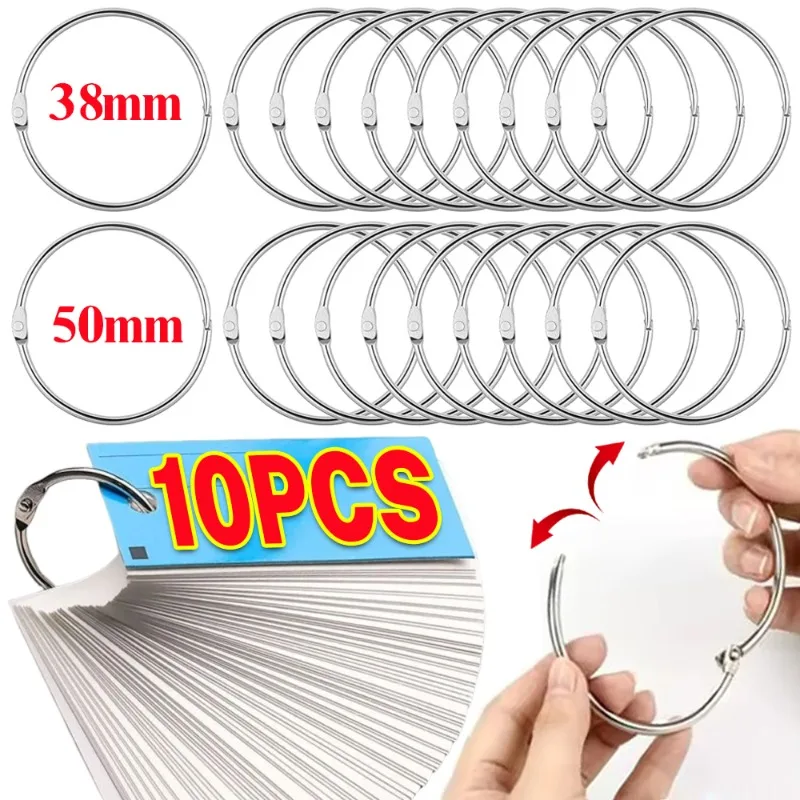 1-10 Stück Metall-Binderinge für Fotoalben, DIY-Büro, Bücher, Papier, offene Schlaufenverschlüsse, Bindezubehör 38/50mm Image