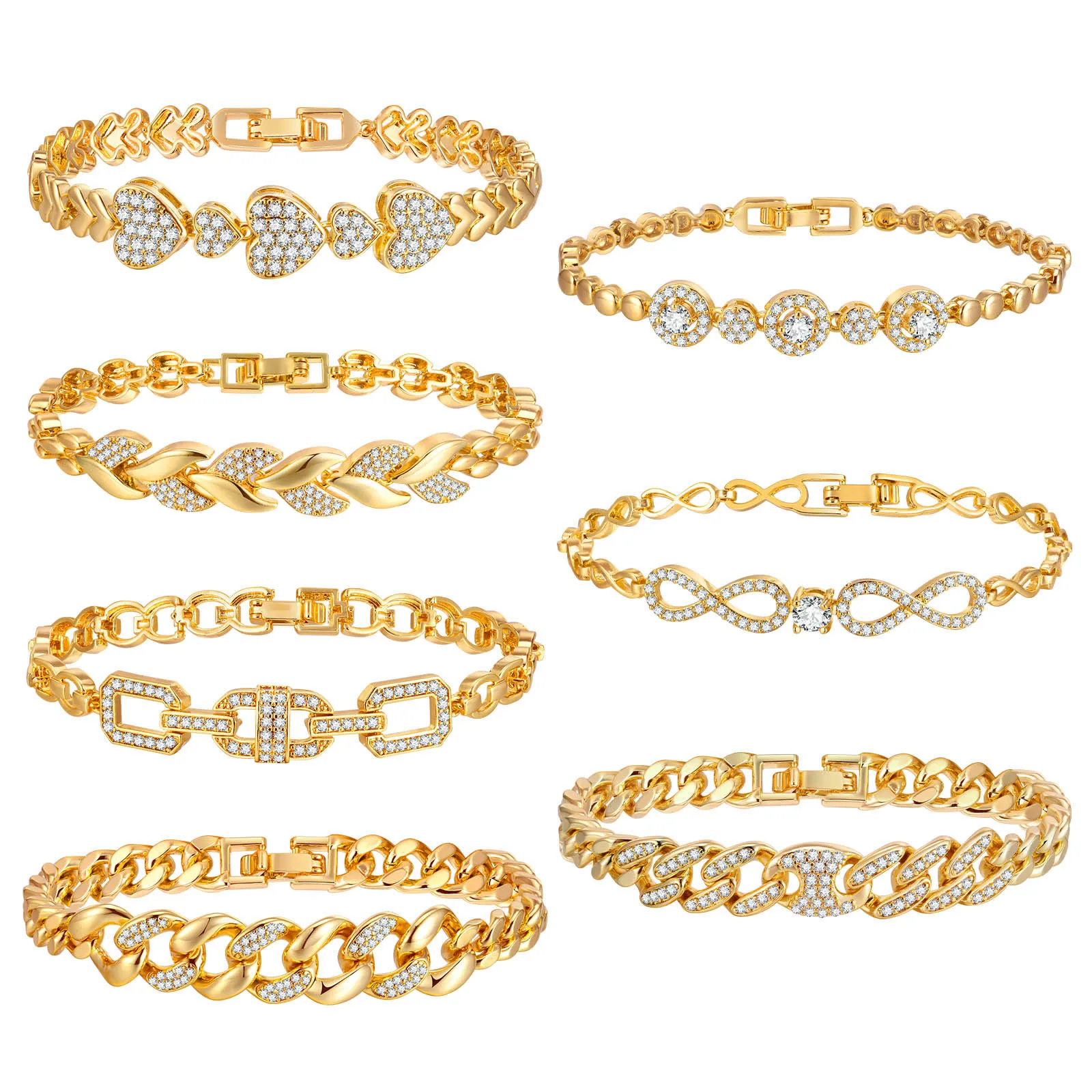Zirkonia Blatt Armband, 18 Karat vergoldet cz Kettenglied, Braut schmuck für Frauen Freundin Image