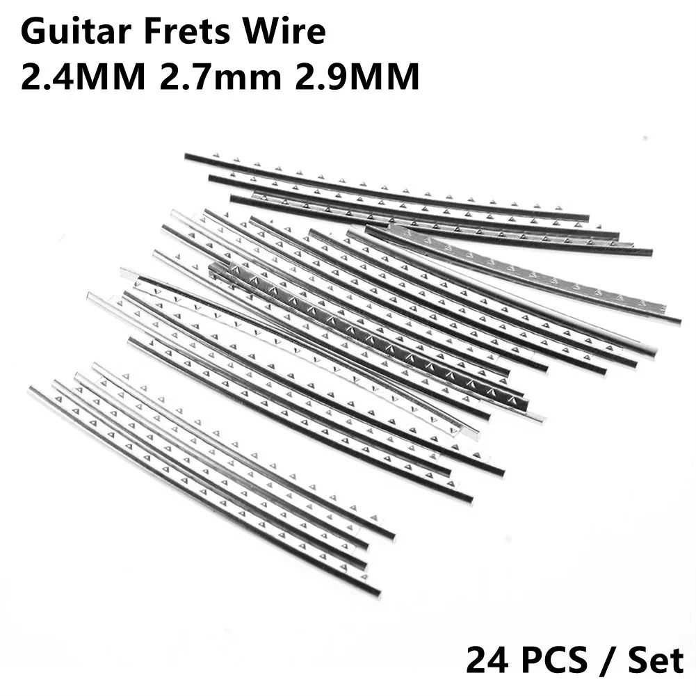 24 stücke Griffbrett Bünde Bund Draht für E-Gitarre Nickel Edelstahl 2.4/2.7/2,9mm Reparatur material Gitarren zubehör Image