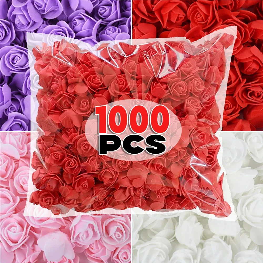 100–1000 Stück Schaumstoff-Rosen-Blumenköpfe, künstliche DIY-Geschenke, Teddybär-Blumenstrauß, Hochzeit, Valentinstag, Zuhause, 3,5 cm, Blumendekorationen Image