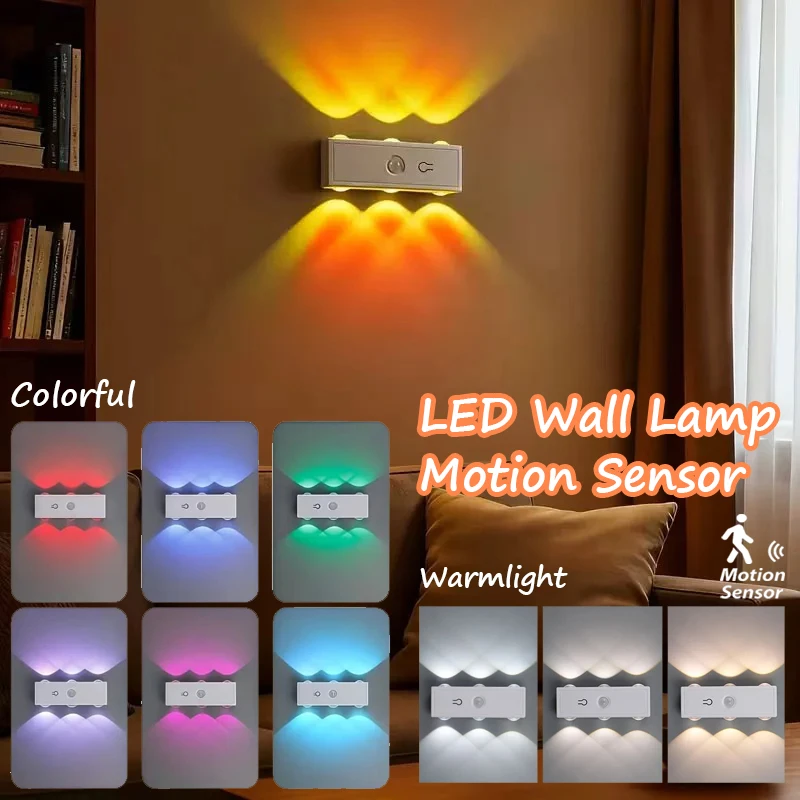 LED-Wanddekorationslampe Wiederaufladbar 3 Farben und RGB Atmosphäre Bewegungssensor-Leuchten für Heim-Raumdekoration Beleuchtung Image