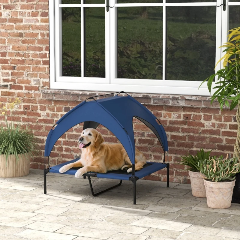 Hundebett mit Dach, atmungsaktiv, wasserabweisend, bis 30 kg, 91 x 76 x 89 cm, dunkelblau Image