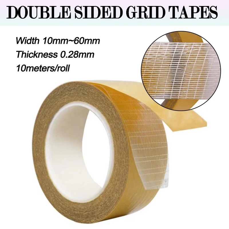 Doppelseitiges Klebeband 10mm-60mm Hochviskoses Gewebeklebeband 10 Meter/Rolle Spurloses Wasserdichtes Faser-Gummiertes Klebeband Image
