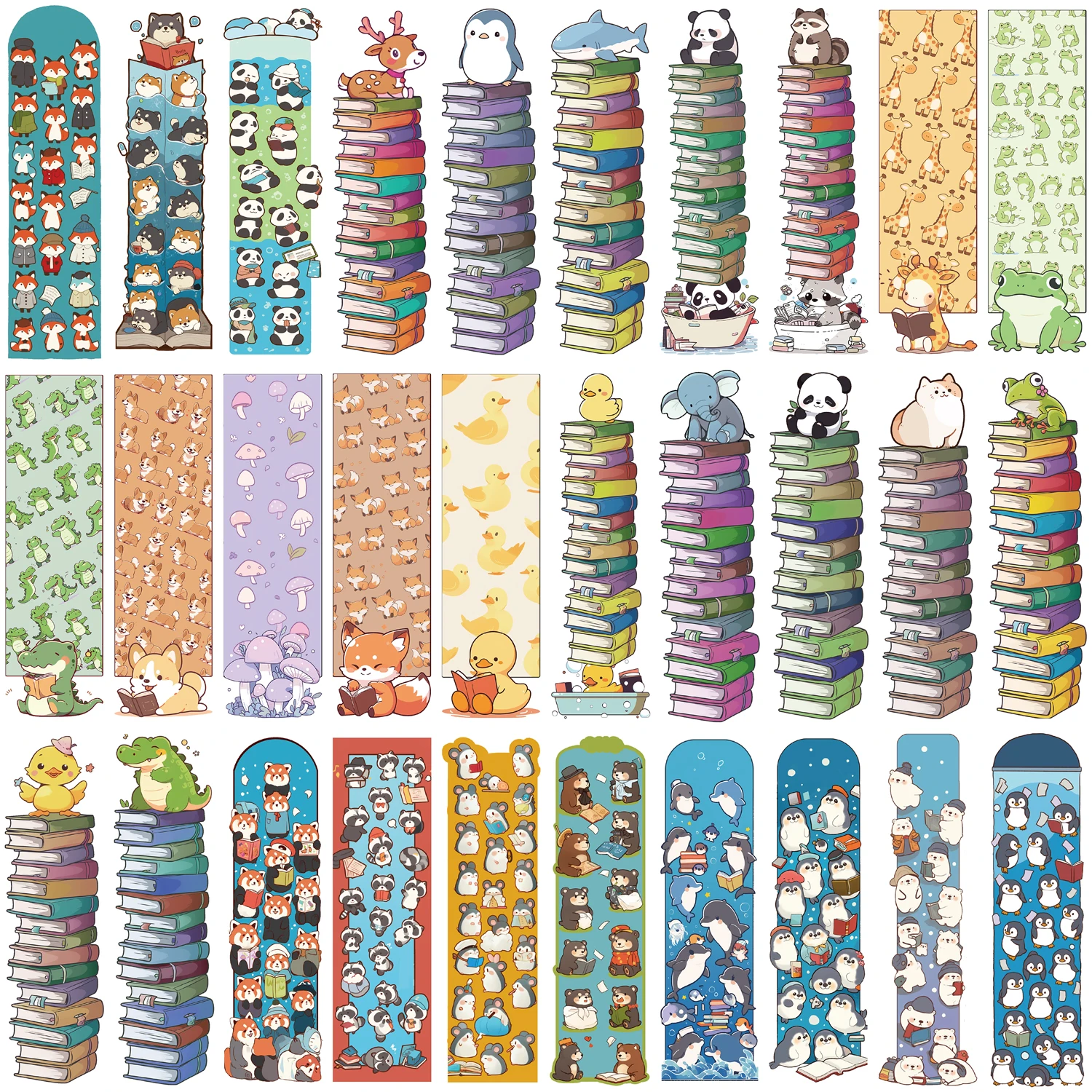 30 Stück mehrfarbige, lustige Tier-Lesezeichen, Pinguin, Ente, Panda, Leseseitenmarkierungen, kreative DIY-Buchbeschriftung, Dekorpapier Image