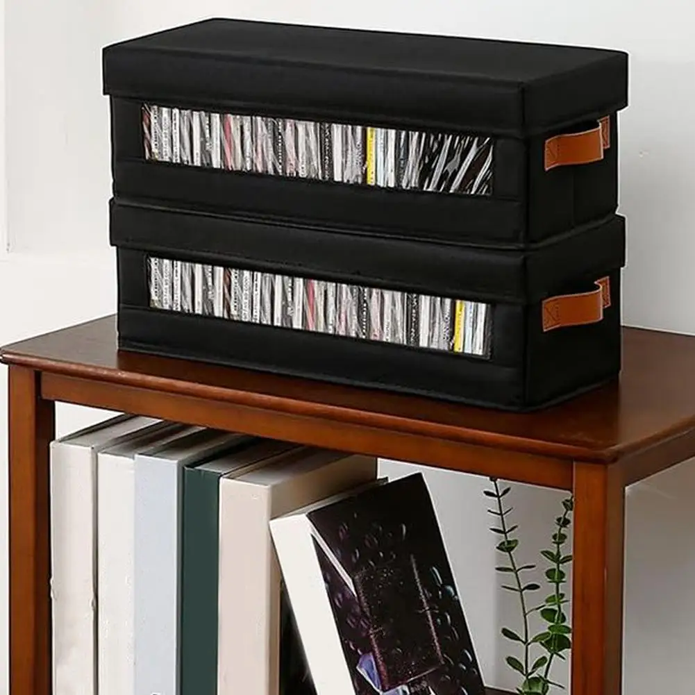 CD-Aufbewahrungsbox mit sichtbarem Fenster, stapelbarer CD-Hüllenhalter, staubdichter Deckel und Griffe, 15,75 x 6,1 x 5,31 Zoll, Organizer für DVD Blue-ray