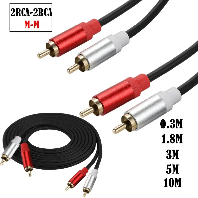 Metallgehäuse, vergoldet, Doppel-RCA-Stecker auf 2 RCA-Stecker/Buchse Audio-Video-Kabel, Twin-RCA-Stecker Video-Audio-Kabel Image