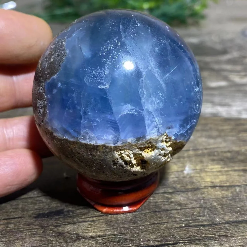 Kristallklare Blaue Fluorit-Kugel Natürlicher Stein Quarz Reiki Hochwertige Kugel Schönheit Heilende Mineralien Spirituelle Heimdekoration