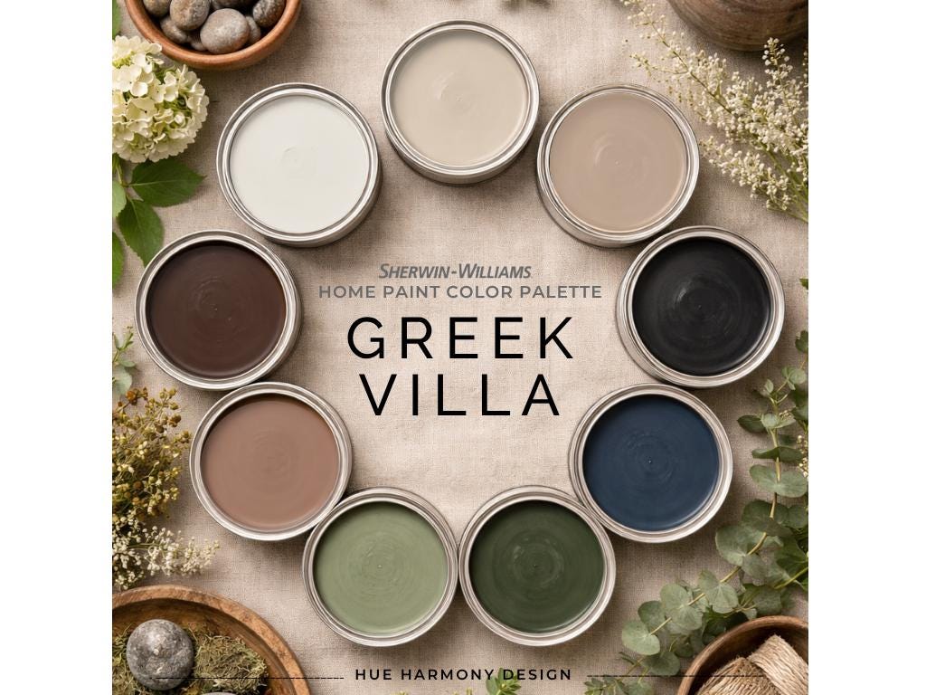 Villa greca Tavolozza colori Sherwin Williams Tavolozza colori per tutta la casa Villa greca colori complementari colori neutri caldi per la pittura 2