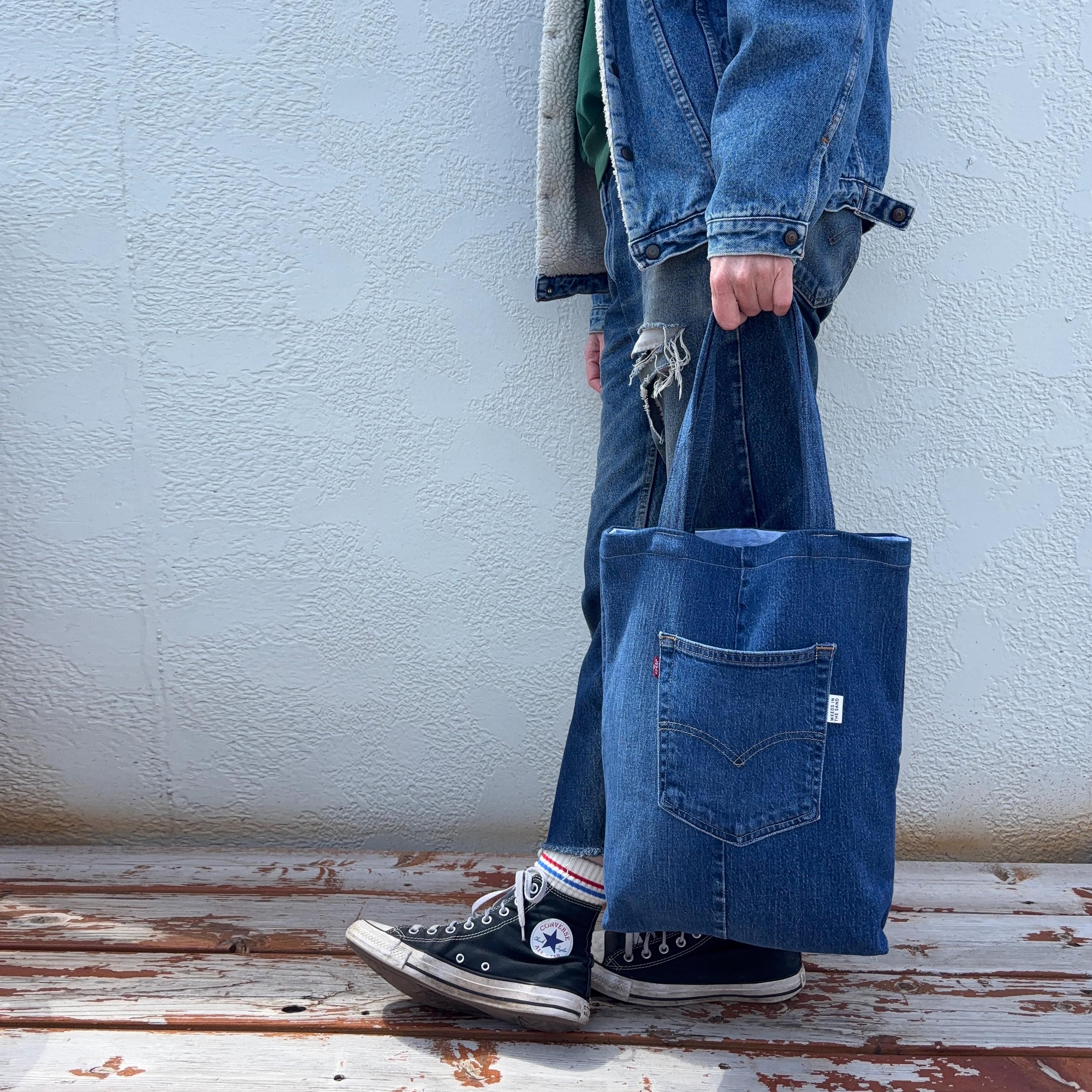 Borsa tote in denim riciclato / Borsa tote Levi's unica nel suo genere / Borsa sostenibile per tutti i giorni / Borsa tote in jeans riciclati / Borsa