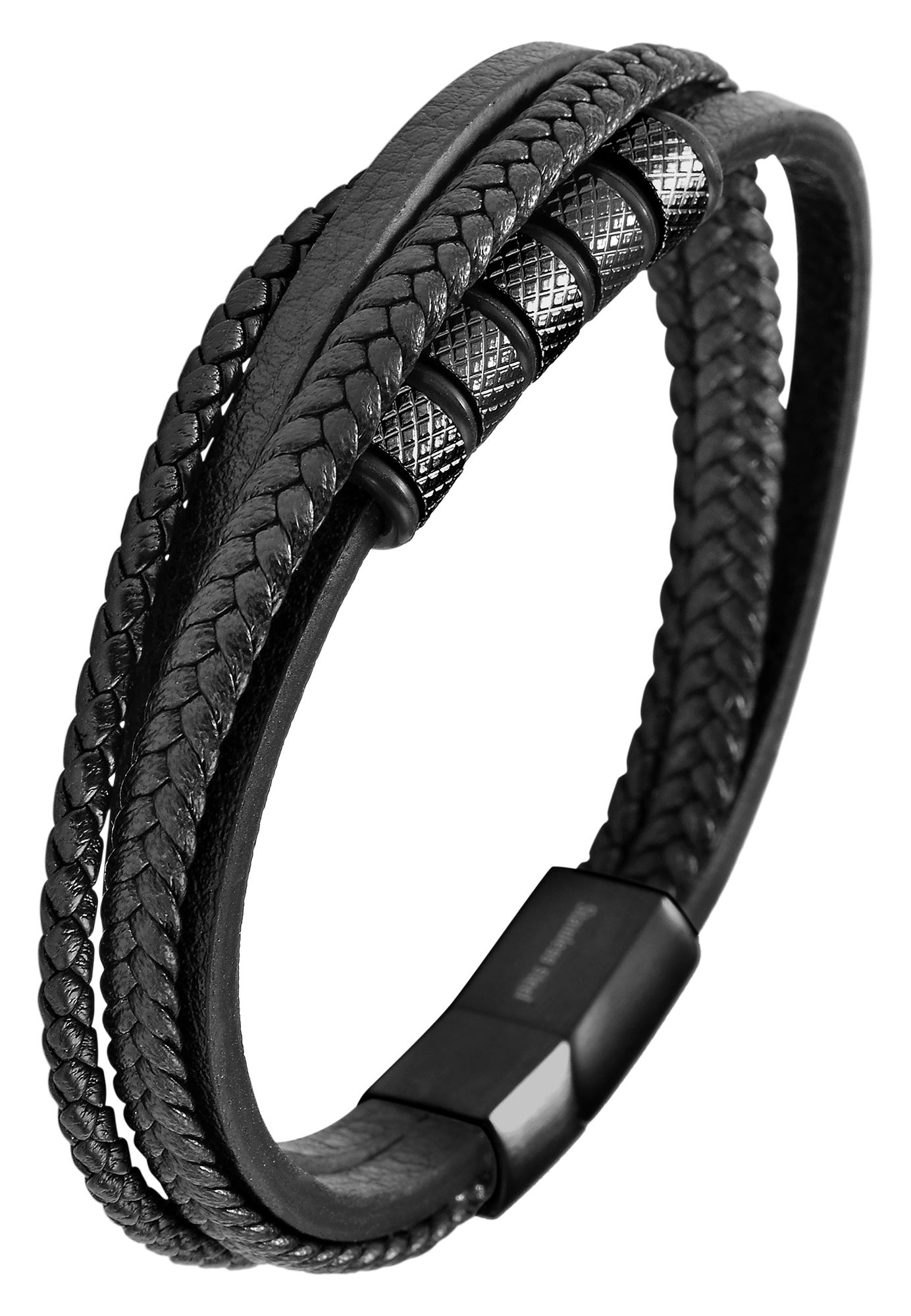Armband ADELIA´S "Unisex Armband – Lederarmband aus Leder 23 cm", schwarz, Armbänder, Damen, 23cm, Leder, Armband, Zum Verschenken – passend für viele Anlässe