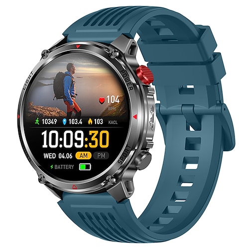 Robuste Militär-Smartwatch für Herren mit Bluetooth-Anruffunktion, 1100-mAh-Akku und LED-Taschenlampe Kompass, wasserdichte (IP68) taktische Outdoor-Fitnessuhr, Smartwatch mit über 100 Sportmodi für Image